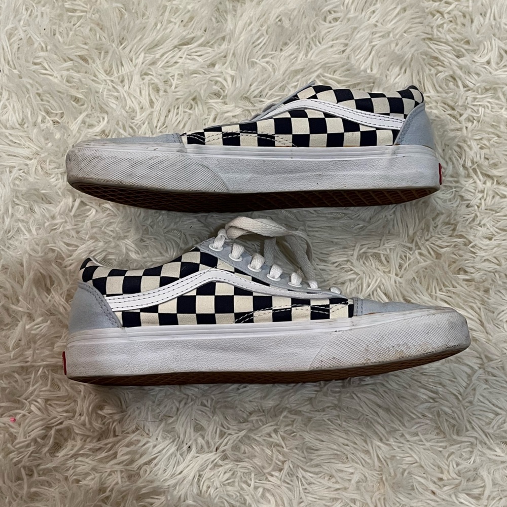 Custom Baby Blue Checkered Old Skool Vans